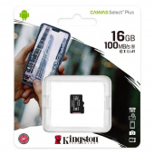 Карта памяти MicroSDHC Kingston 16 GB 100Mb/s, class 10 (без адаптера)